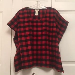 Buffalo Plaid Red & Black Poncho Cape Cloak